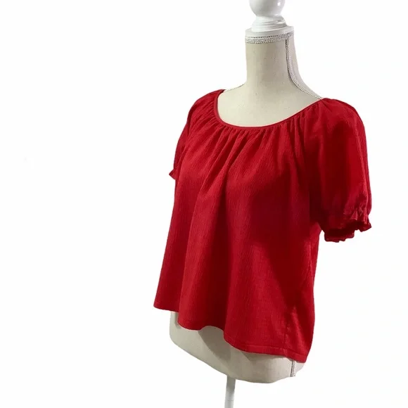 Madewell Texture & Thread Red Crepe Blouse Size Small - Picture 2 of 3